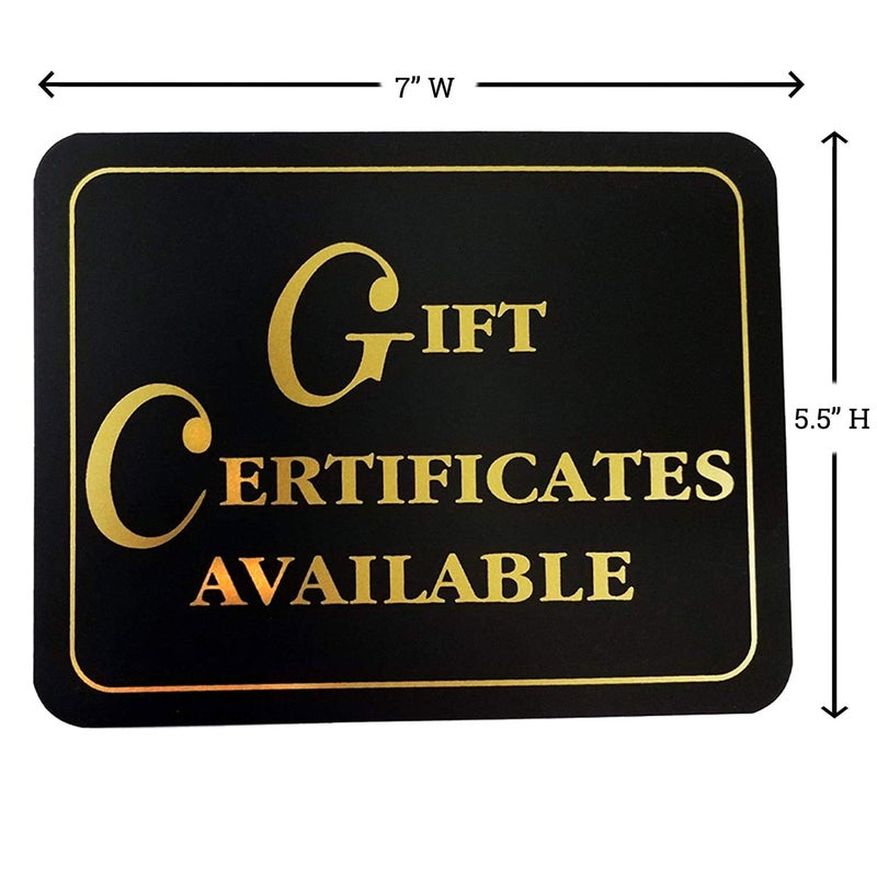Store Fixtures Direct Elegant Gift Certificates Available Business Sign - 5.5" H x 7" W, 1 Sign - Image 3